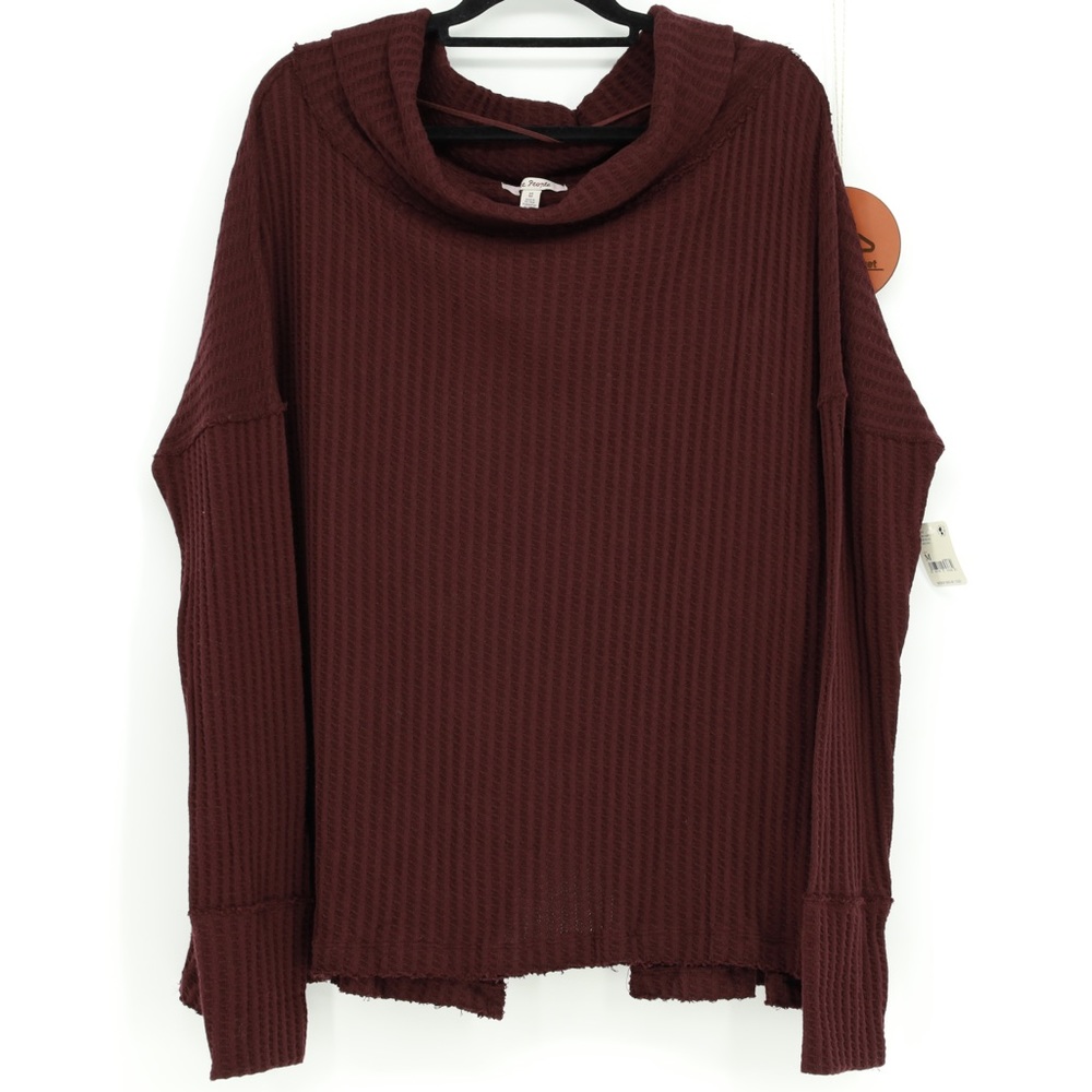FREE PEOPLE Juicy Long Sleeve Open Back‎ Waffle Knit Top - Date Night